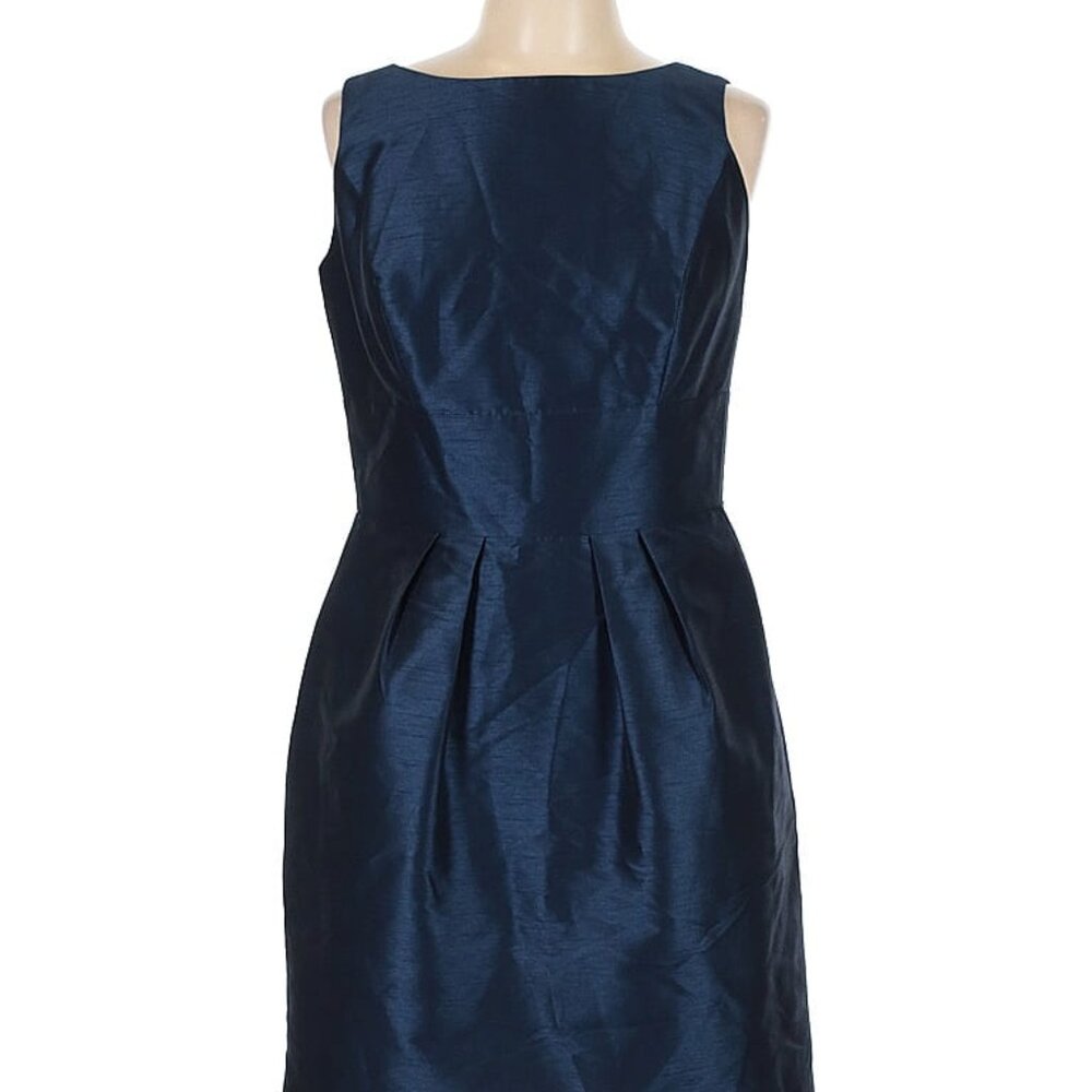 Alfred Sung Navy Blue Sleeveless Sheath Dress – Boat Neck, Knee Length